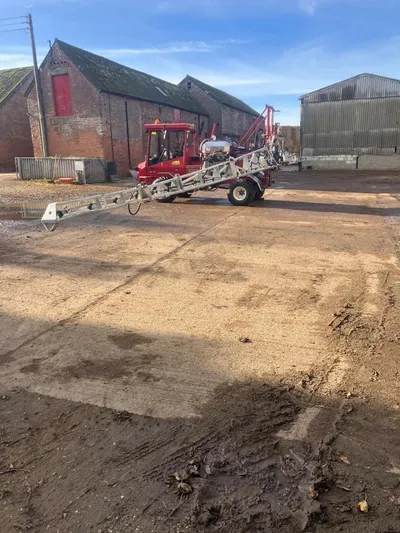 Agribuggy crop sprayer parked at a Yorkshire farm after servicing