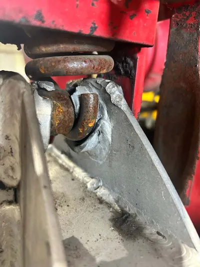 Welded repair to a corroded Agribuggy chassis member by Agrifit Machinery