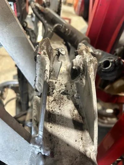 Welded boom pivot repair carried out at Agrifit Machinery York