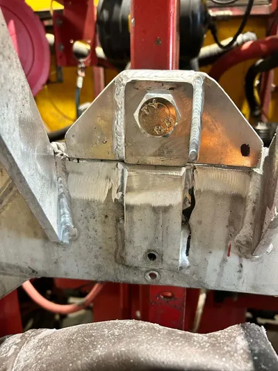 Finished weld on an Agribuggy boom repaired by Agrifit Machinery York